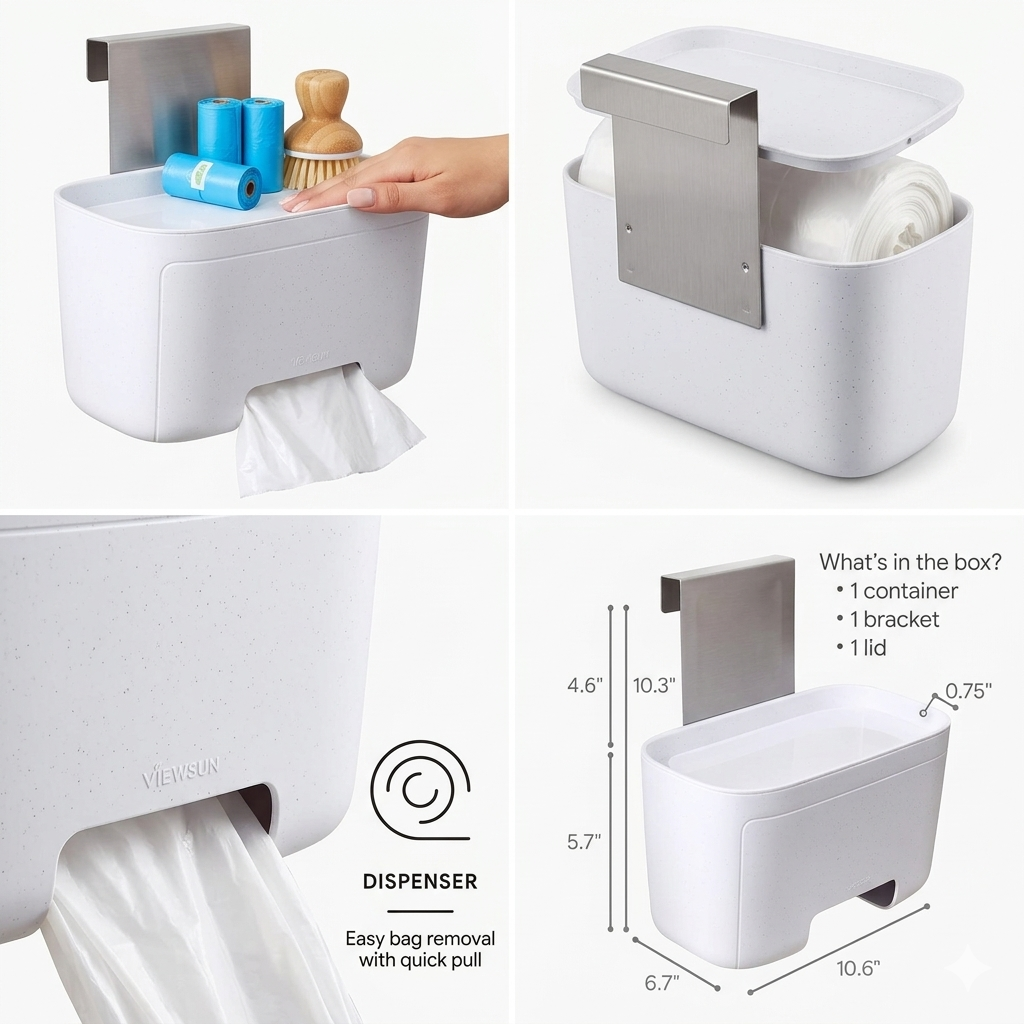 Aesthetic Door-Stash Trash Bag Dispenser