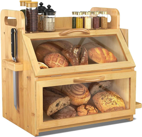 Premium Bamboo Bread Box & Culinary Organizer